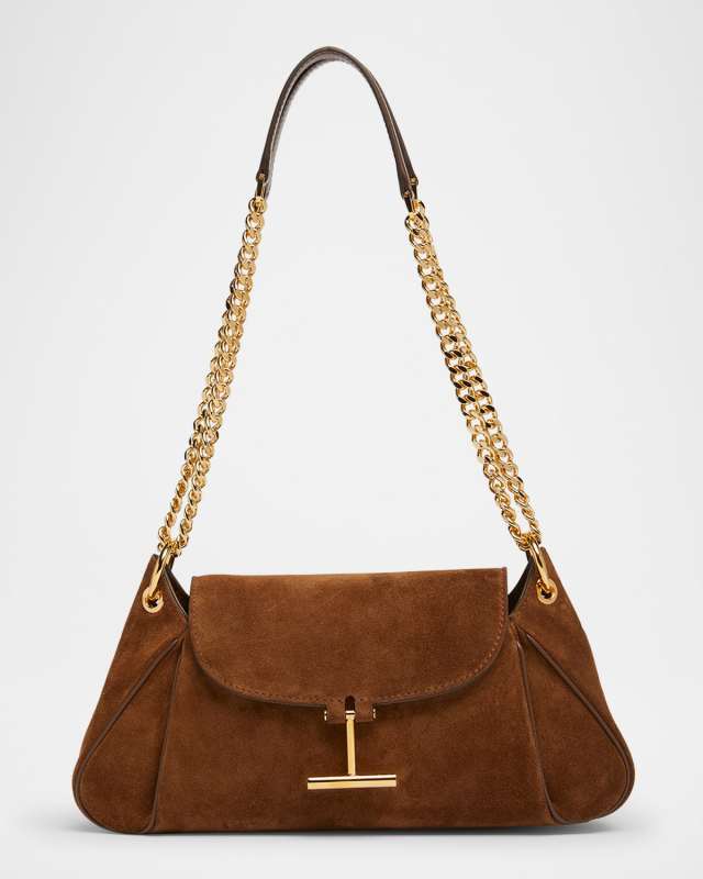 Tara Chain Shoulder Bag in Suede